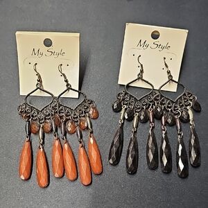 Orange and Black Dangle Earrings